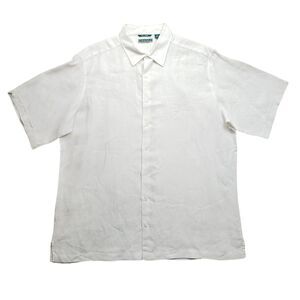 Cubavera 100% Linen Shirt Mens XLT White Short Sleeve Button Up